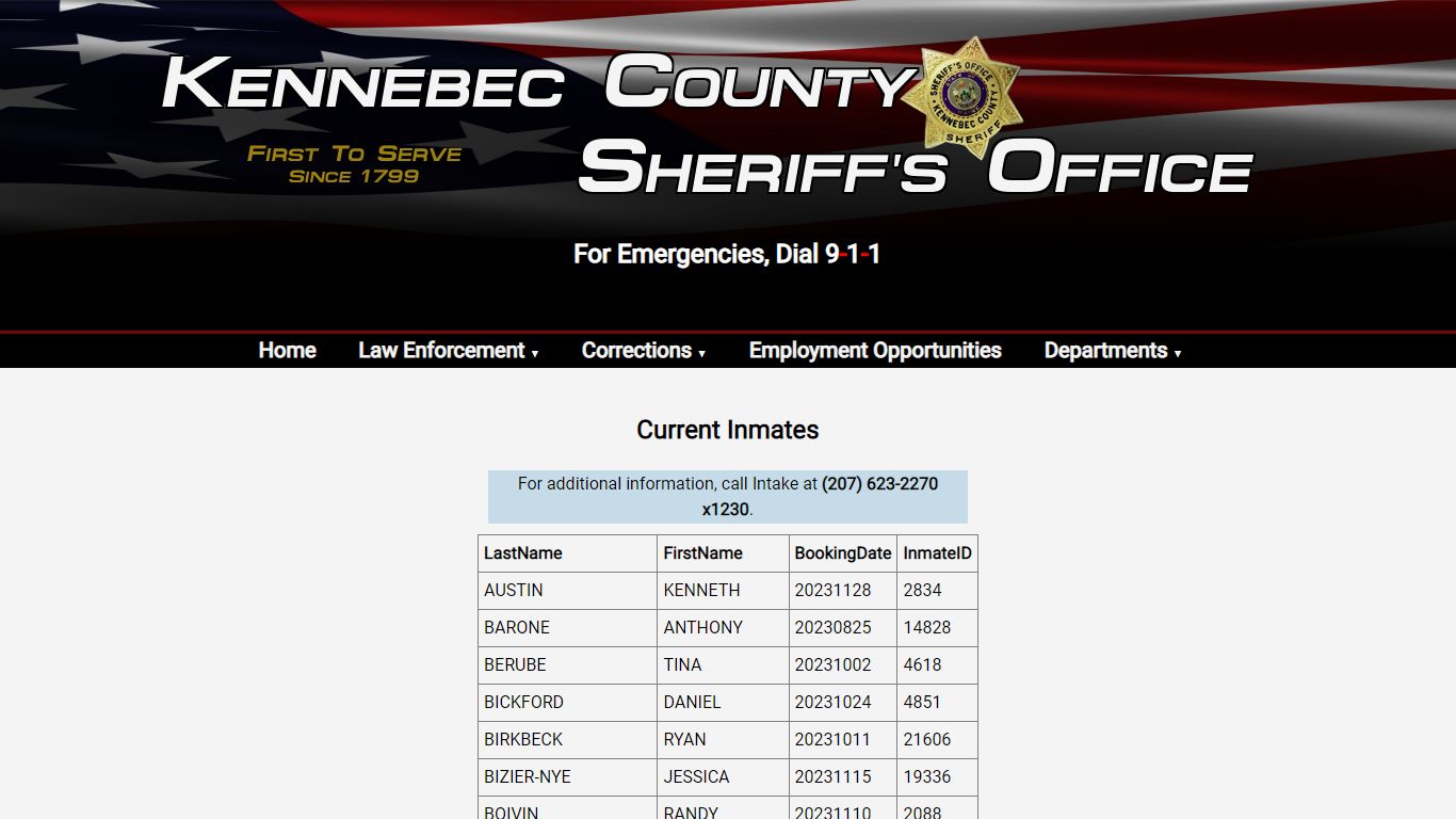 Current Inmates - Kennebec County Sheriff's Office